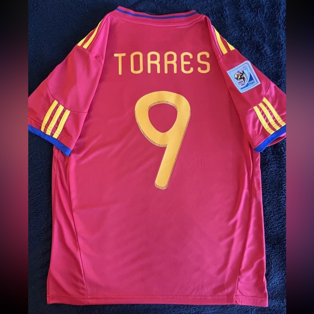 Torres #9 Spain Retro Soccer Jersey 2010 World Cup Home Red